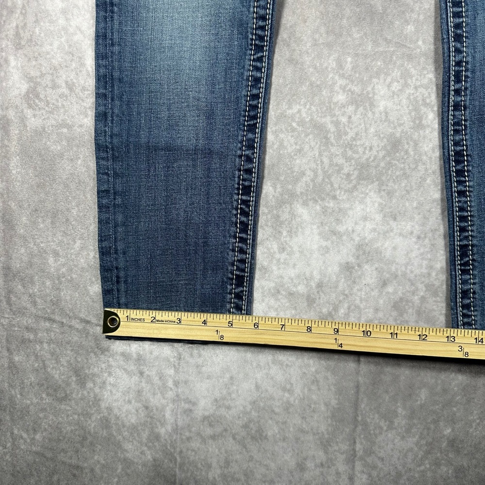 Miss Me Skinny Jeans Womens 28 Medium Wash Camo Embellished Cross Rhinestone Y2K - Picture 10 of 10